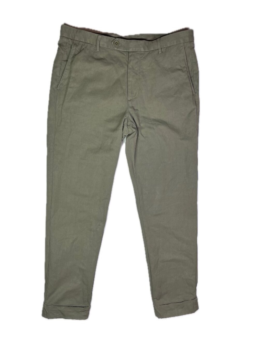 J. Peterman Size 36 Green Cuffed Pants Albiate Cotton Linen
